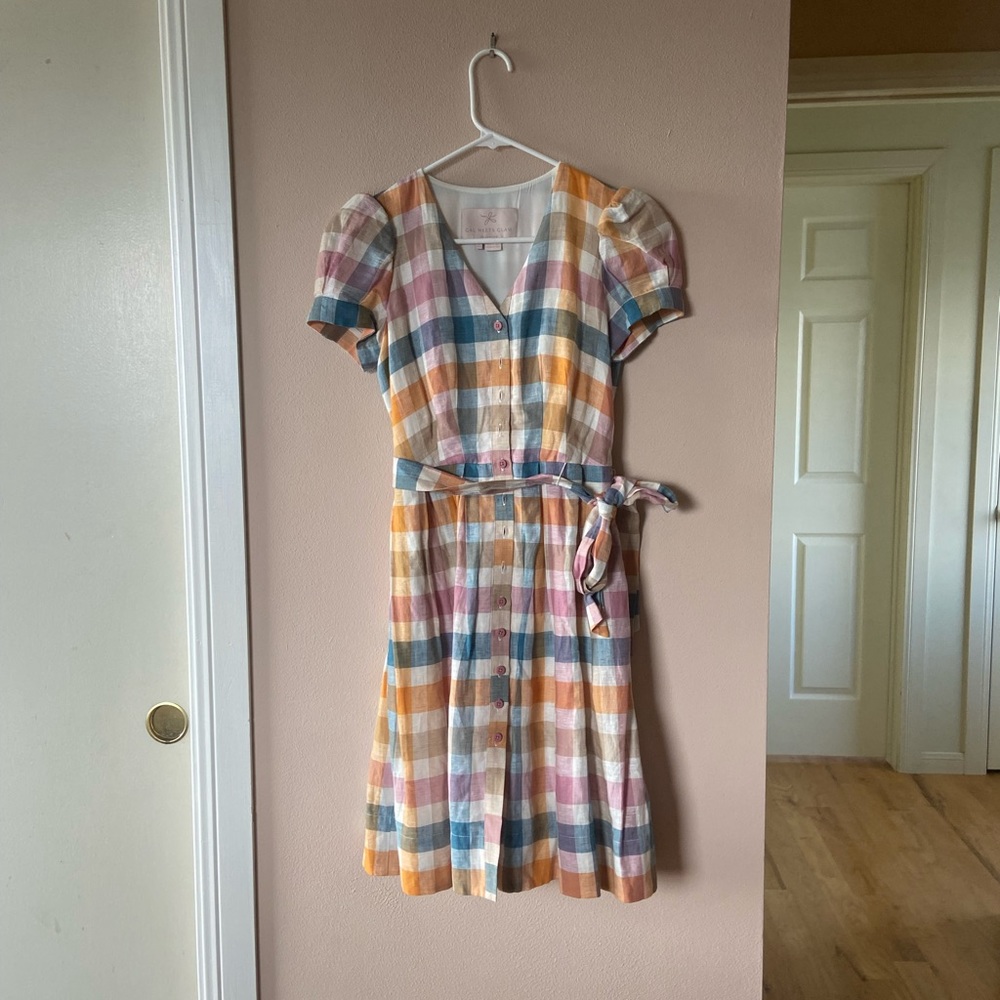 0P Anthropologie Gal Meets Glam Poppy Plaid Dress